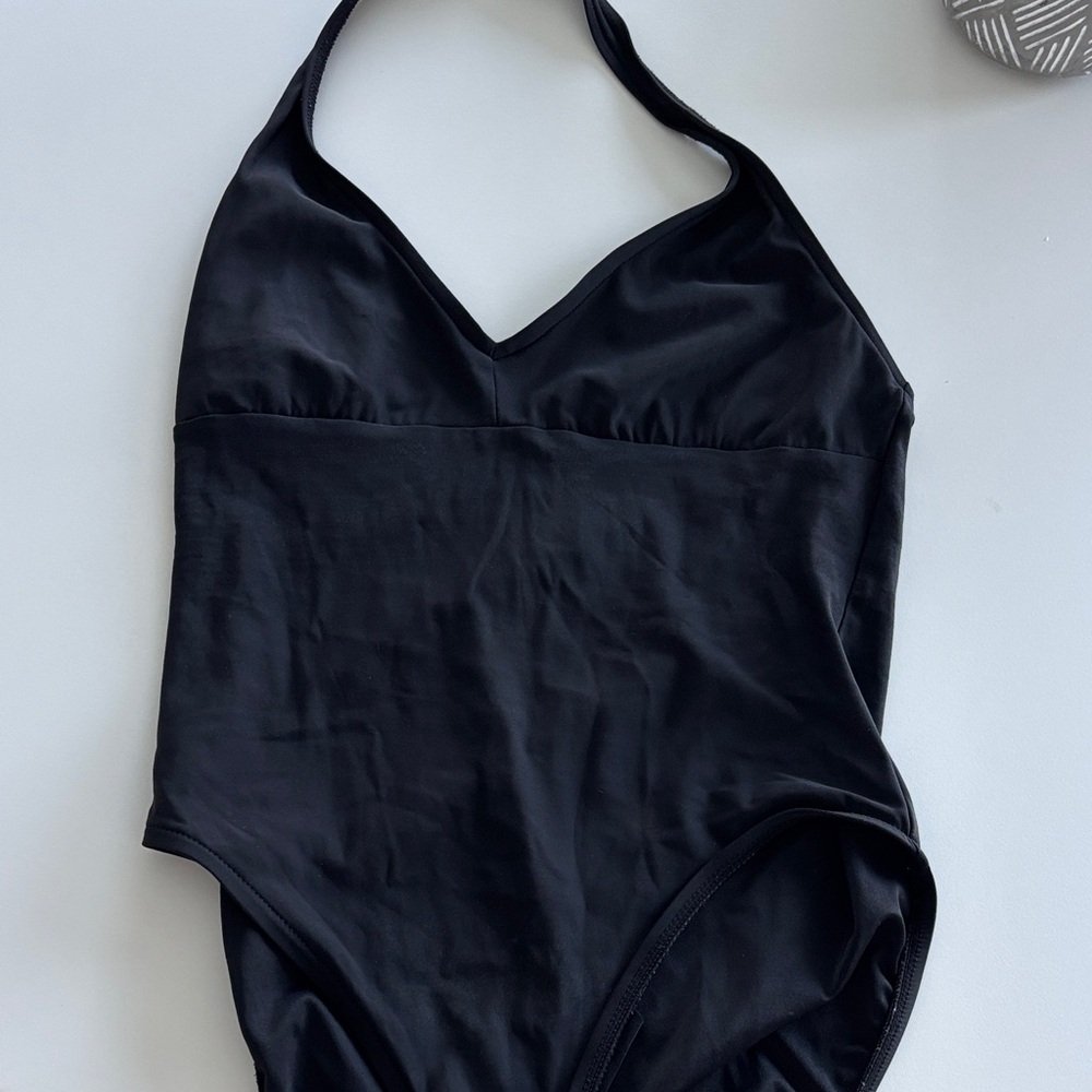 Calvin Klein One  Piece  V Neck  Black  Swimsuit Unconstructed Size 10